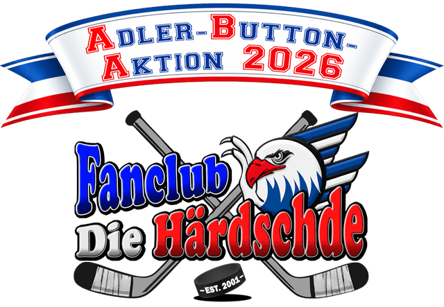 Adler-Button-Aktion 2026 des Adler-Fanclubs "Die Härdschde". Der Reinerlös wird wieder zu 100% gespendet.